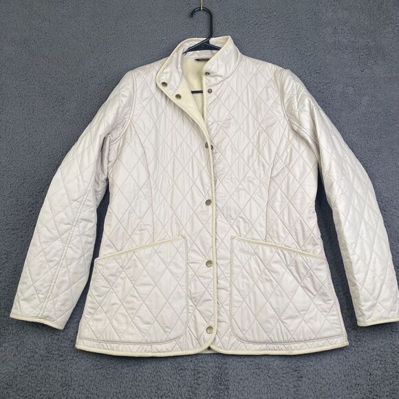 Barbour Utility Polarquilt Jacket Coat Women's Size US 10 UK 14 Beige - Picture 1 of 11